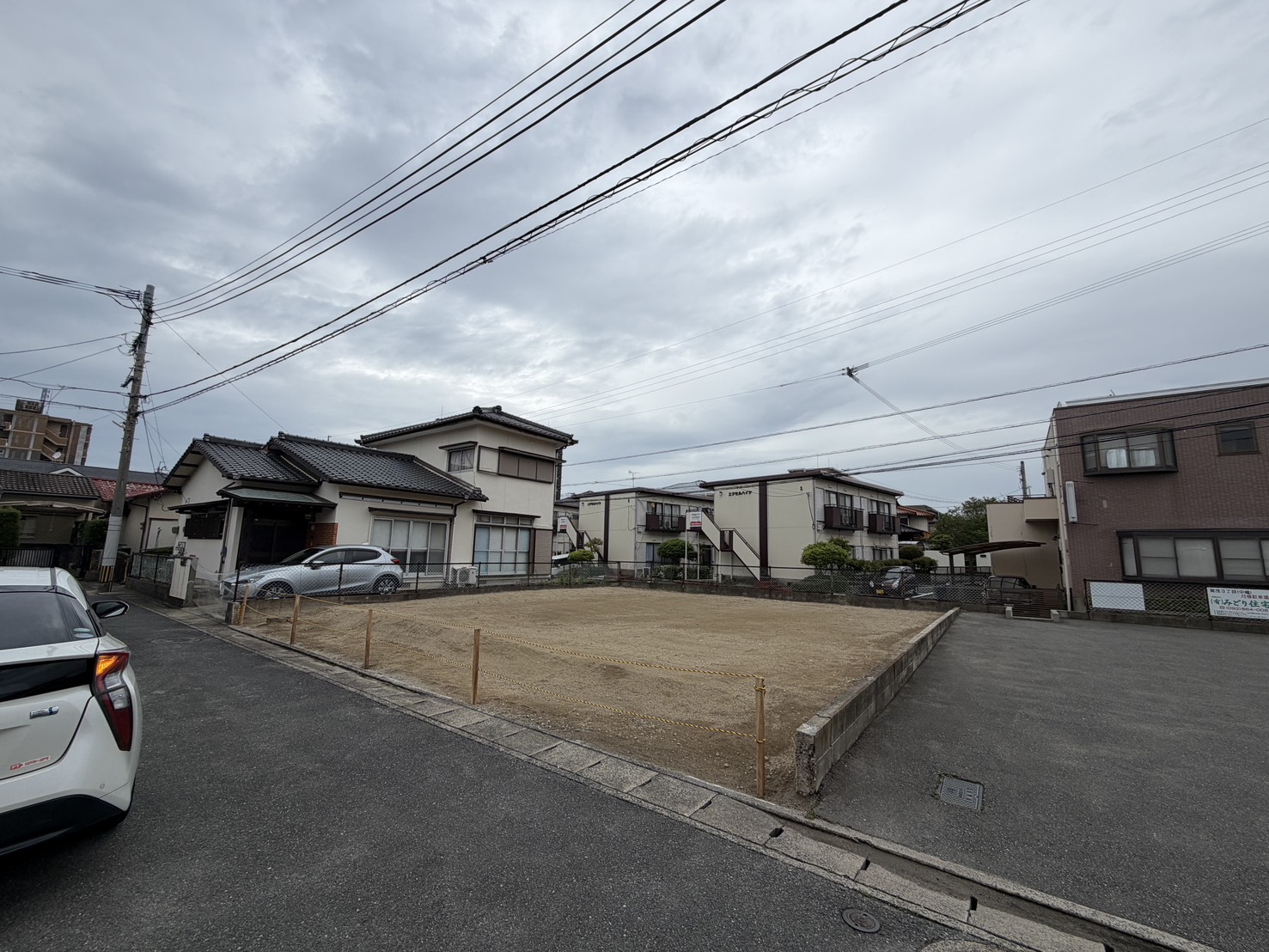 早良区賀茂 解体工事完了後の更地（斜め全景）